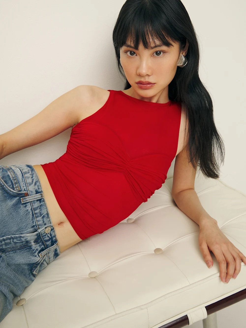 Reformation Rose Knit Top in Red Size S